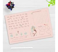 Sous-main pour enfants - Sous-main d'apprentissage en français pour la rentrée des classes en forme de sirène ABC, 1 x 1, heures - 60 x 40 cm - En vinyle facile à nettoyer - Fabriqué en Allemagne