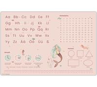 Sous-main pour enfants - Sous-main en forme de sirène ABC, 1x1, horloge - 60 x 40 cm - en vinyle - fille - Fabriqué en Allemagne
