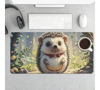 Sous-main protecteur de bureau 61 x 30,5 cm - Joli tapis de souris en forme de hérisson - Base en caoutchouc antidérapante - Surface lisse - Tapis de bureau pour ordinateur portable - Pour jeux à