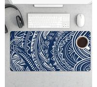 Sous-main protecteur de bureau 61 x 30,5 cm pour clavier tribal maori polynésien étendu avec base en caoutchouc antidérapant et surface lisse pour ordinateur portable, tapis de bureau pour jeu, maison