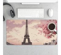 Sous-main protecteur de bureau 61 x 30,5 cm - Tour de Paris romantique étendue - Base en caoutchouc antidérapante - Surface lisse - Tapis de bureau pour ordinateur portable - Pour jeux à domicile et