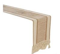 Sous-main rayé avec franges faites à la main - Protection texturée pour bureau et maison - 30 x 180 cm - Rouge (kaki)