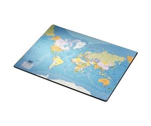 Sous main souple - ESSELTE - Carte du monde 40x53cm - Antidérapant - Toponymes en français - Fuseaux horaires