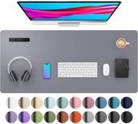 Sous-Main, Tapis De Bureau En Cuir Pu, Tapis De Souris, Protection De Bureau Antidérapante, Bloc-Notes De Bureau Étanche Pour Le Bureau Et La Maison (91 Cm X 43 Cm, Gris Clair)