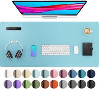 Sous-Main, Tapis De Bureau En Cuir Pu, Tapis De Souris, Protection De Bureau Antidérapante, Bloc-Notes De Bureau Étanche Pour Le Bureau Et La Maison (91X43Cm,Topaze Bleu¿