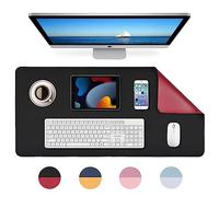 Sous-main, tapis de souris, tapis de bureau, sous-main imperméable en PU, 80 x 40 cm, idéal pour le bureau ou la maison, réversible (rouge/noir)