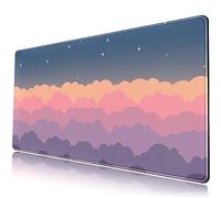 Sous-main violet avec motif nuages mignons - Grand tapis de souris de jeu Kawaii XXL - Accessoires mignons pour filles et femmes - 80 x 40 cm Base en caoutchouc antidérapant