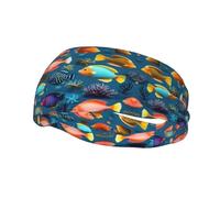 Sous-marin Reef Fish Bandeau de sport décoratif à la mode, respirant, doux et évacuant la transpiration, fabriqué en 100 % polyester