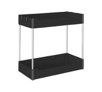 Sous Organisateur de stockage d'évier - armoire de salle de bain à 2 niveaux avec crochets , étagère polyvalente à économie d'espace pour les zones de vanité et de sous-digne, s'adapte aux arm