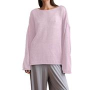 sous Pull Col Roulé Femme Pull Leger Femme Hollow Out Knitted Shirt Spring Summer New Women S Thin Edition Roundneck Trumpet Sleeve Knitted T Shirt Leger Chic Haut Chic Et Pink L