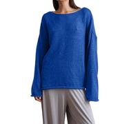 sous Pull Col Roulé Femme Pull Leger Femme Hollow Out Knitted Shirt Spring Summer New Women S Thin Edition Roundneck Trumpet Sleeve Knitted T Shirt Leger Chic Haut Chic Et Blue M