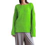 sous Pull Col Roulé Femme Pull Leger Femme Hollow Out Knitted Shirt Spring Summer New Women S Thin Edition Roundneck Trumpet Sleeve Knitted T Shirt Leger Chic Haut Chic Et Green M
