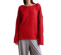sous Pull Col Roulé Femme Pull Leger Femme Hollow Out Knitted Shirt Spring Summer New Women S Thin Edition Roundneck Trumpet Sleeve Knitted T Shirt Leger Chic Haut Chic Et Red S