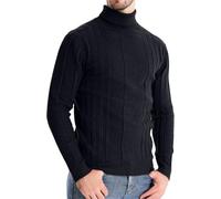 sous Pull Col Roulé Homme Coton Pull Chaud, Pullover en Maille Fine De Coton Ras du Cou Anti-Boulochage en Polaire Douce Coupe Slim Pulls Casual Basic Sweater Quotidien Mi Saison