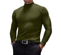 Sous Pull Col Roulé Homme Hiver Chaud Slim Fit À Manches Longues Basique Sous-Pull Décontracté Couleur Unie T-Shirt Col Montant Thermique Pulls, Gilets Et Sweats Sweater Pullover Sweat Armée Verte L