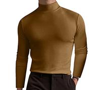 sous Pull Col Roulé Homme Homme T-Shirt Thermique Manches Longues Haut Thermique Hiver Pull Chaud Maillot De Corps sous-VêTement De DéTente Chemise à Col Roulé Top Sport M-3XL