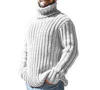 sous Pull Col Roulé Homme Pull Hiver, Chaud Coupe Slim Pullover Doublure Polaire en Peluche Coton Décontracté À Manches Longues en Maille Fine Haut Accueil Mi Saison