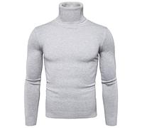 sous Pull Homme Col Montant Pull Hiver Chaud Laine, Pullover en Maille Fine De Coton Ras du Cou Anti-Boulochage en Polaire Douce Coupe Slim Pulls Casual Basic Sweater Quotidien Hiver