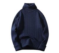 sous Pull Homme Col Montant Pull Hiver Chaud, Pullover Coupe Slim Pulls en Maille Fine sous-Vêtements À Col Roulé en Coton Décontracté Sweater De Base pour Men Accueil Mi Saison