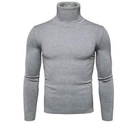 sous Pull Homme Col Montant Pull Laine, Pullover en Tricote Manches Longues Pulls en Laine Légère Mélangé Sweater Camionneur Chaud Slim Fit Basique Activités Mi Saison