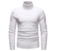 sous Pull Homme Col Roulé Pull Marque, Pullover en Tricote Manches Longues Pulls en Laine Légère Mélangé Sweater Camionneur Chaud Slim Fit Basique Accueil Hiver