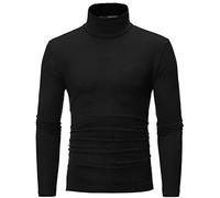 sous Pull Homme Hauts Thermiques T-Shirt Thermique Manches Longues Haut Chaud Couche De Base Colle Rouler Homme Idéal pour l'hiver sous Chemise sous-Vêtement Thermique Hauts Tops (Black, XXL)