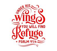 Sous ses ailes, tu trouveras refuge (Psaumes de la Bible) Stickers muraux en PVC 52x66.7cm Culture du tatouage Rouge