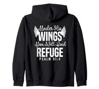 sous Ses Ailes, Vous Trouverez Refuge - Psaume 91:4 Sweat à Capuche