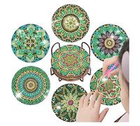 sous-Verre 6 Pcs 5D Diamond Painting Coaster, Creative Dining Coaster Coaster, DIY Simple Face Diamond Coated Wooden Board Dessous de Verre