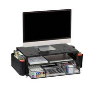 Sous-verre avec Tiroir et 2 Porte-stylos - Organisateur de Bureau Ergonomique pour Écran et PC Portable, Support de Bureau pour Accessoires et Organisation de l’Espace de Travail à Domicile