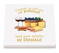Sous Verre Céramique (1 unité) - Fabulous - Apéritif Fromage - L'argent ne Fait Pas le Bonheur (100 x 100 mm) G