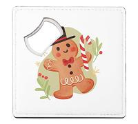 sous Verre Décapsuleur - Bonhomme en Pain d'Epice Magie de Noel Illustration Dessin - 1 unité (92 x 92 mm)