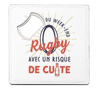 sous Verre Décapsuleur - Rugby avec Un Risque de Cuite Sport Rugby Apéro - 1 unité (92 x 92 mm)
