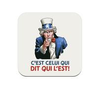 sous Verre en Bois - C'est Celui Qui Dit Qui l'est Humour Expression Enfant - 1 unité (95 x 95 mm)