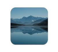 sous Verre en Bois - Lac de Montagne Pics se reflettent dans l'eau Calme - 1 unité (95 x 95 mm)