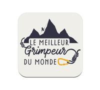 sous Verre en Bois - Le Meilleur Grimpeur du Monde Escalade Montagne Grimpe - 1 unité (95 x 95 mm)