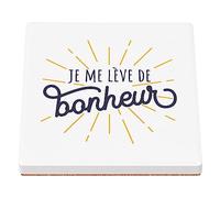 sous Verre en céramique - Je me Lève de Bonheur Humour Blague - 1 unité (100 x 100 mm)