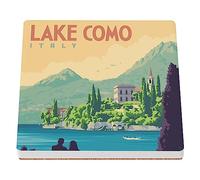 sous Verre en céramique - Lac de Come Italie Affiche Poster Vintage Voyage Art Deco 30's - 1 unité (100 x 100 mm)