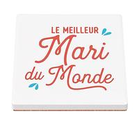 sous Verre en céramique - Le Meilleur Mari du Monde Famille Mariage Epoux - 1 unité (100 x 100 mm)