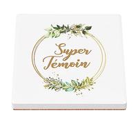 sous Verre en céramique - Super Témoin Mariage Fiancée Noces Cercle Fleurs - 1 unité (100 x 100 mm)