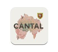 sous Verre en liège - Cantal 15 Departement Aurillac Carte Ancienne Auvergne - Lot de 6 (95 x 95 mm)