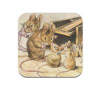 sous Verre en liège - Famille Souris et Le Piege Illustration Enfant Beatrice Potter - 1 unité (95 x 95 mm)