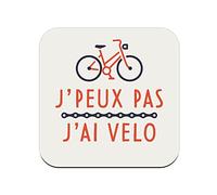 sous Verre en liège - J'Peux Pas J'Ai Vélo Cyclisme VTT Route - Lot de 6 (95 x 95 mm)
