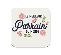 sous Verre en liège - Le Meilleur Parrain du Monde Famille - 1 unité (95 x 95 mm)