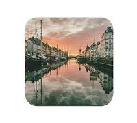 sous Verre en liège - Port De Copenhague Couche De Soleil Danemark - Lot de 6 (95 x 95 mm)