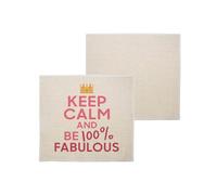 sous Verre en Lin - Keep Calm and Be 100% Fabulous Parodie Angleterre Fabuleuse - 1 unité (100 x 100 mm)