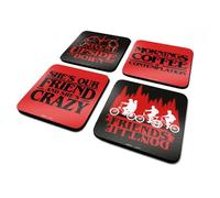 Sous-Verre - PYRAMID_INTERNATIONAL - Stranger Things - Lot de 4 - Rouge - 10x10 cm - Liège