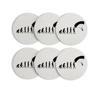 sous Verre Ronds Base Liège- Evolution Parapente Sport Athlète Parachute - Lot de 6 (95 x 95 mm)