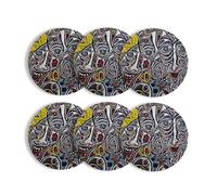 sous Verre Ronds Base Liège- Graffiti Berlin Tetes Multicolor Psychedelique Tague Street Art - Lot de 6 (95 x 95 mm)