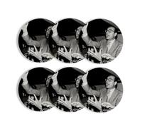 sous Verre Ronds Base Liège- Jacques Chirac Vintage Toast Boit de l'Alcool President France - Lot de 6 (95 x 95 mm)